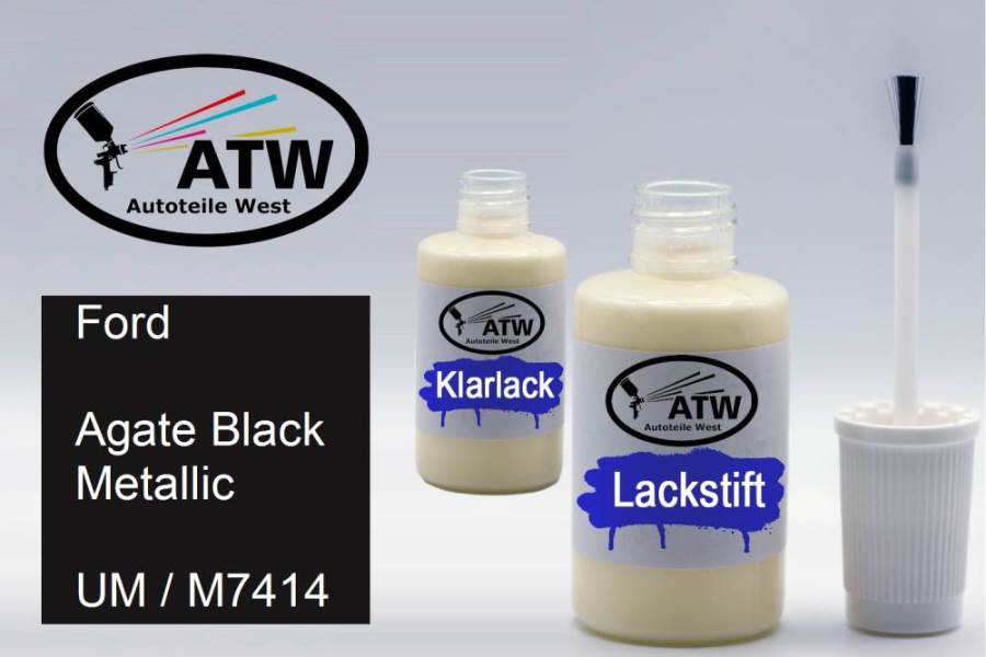 Ford, Agate Black Metallic, UM / M7414: 20ml Lackstift + 20ml Klarlack - Set, von ATW Autoteile West.